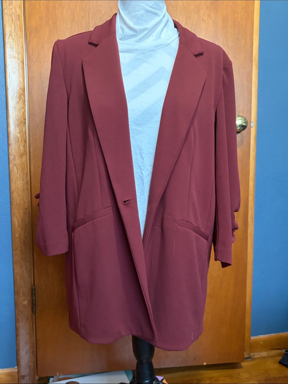 Maurices Maroon Open-Front Blazer
